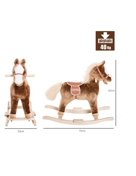 HOMCOM Kids Plush Rocking Horse-Brown - pic 23921 | FastDaddyshop