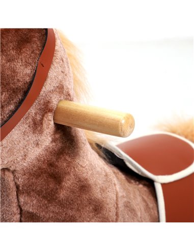 HOMCOM Kids Plush Rocking Horse-Brown