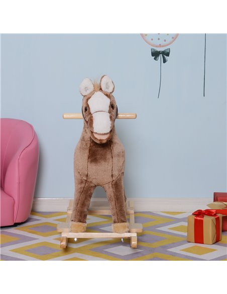 HOMCOM Kids Plush Rocking Horse-Brown - pic 23927 | FastDaddyshop