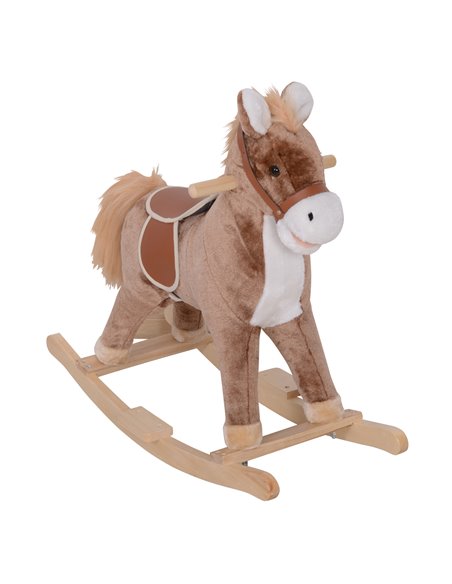 HOMCOM Kids Plush Rocking Horse, Brown-White - pic 23928 | FastDaddyshop