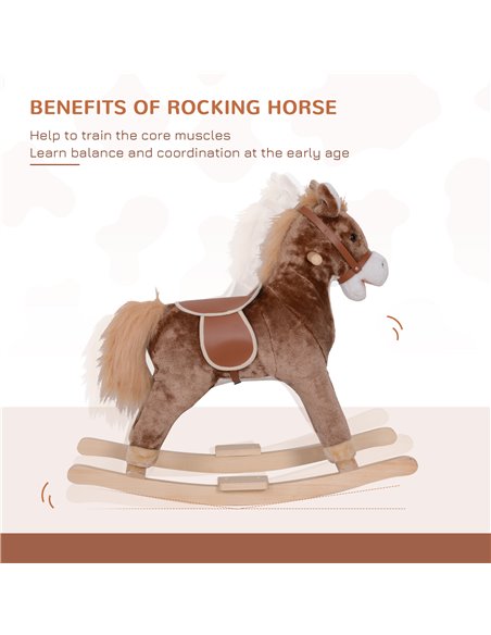 HOMCOM Kids Plush Rocking Horse-Brown/White - pic 23932 | FastDaddyshop