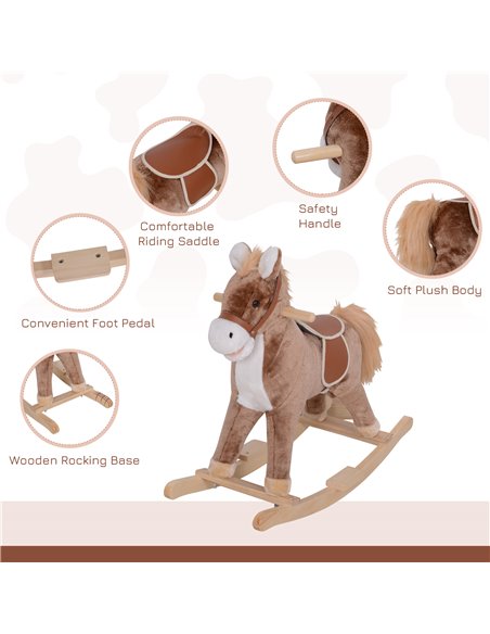 HOMCOM Kids Plush Rocking Horse-Brown/White - pic 23933 | FastDaddyshop