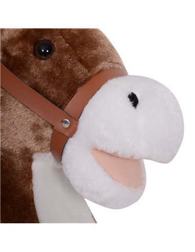 HOMCOM Kids Plush Rocking Horse-Brown/White