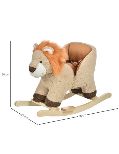 HOMCOM Toddlers Plush Lion Rocking Horse, Brown