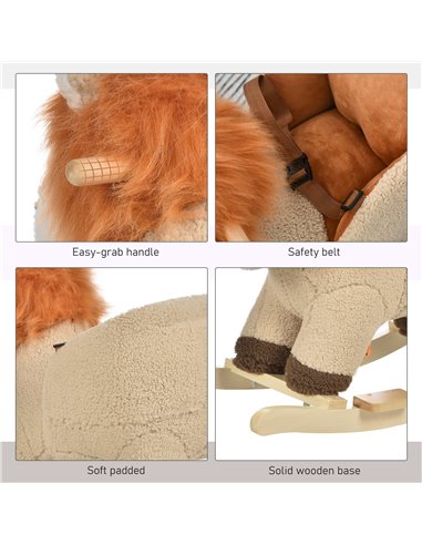 HOMCOM Toddlers Plush Lion Rocking Horse Brown