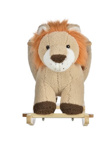 HOMCOM Toddlers Plush Lion Rocking Horse Brown