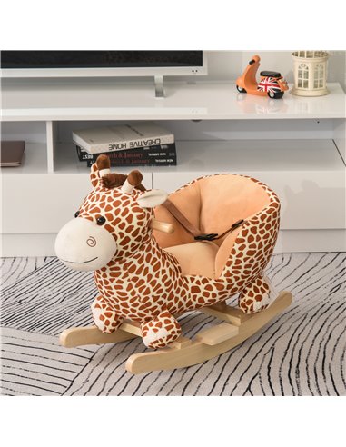 HOMCOM Children Rocking Seat with Sound, Giraffe