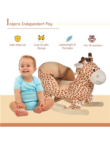 HOMCOM Children Rocking Seat with Sound, Giraffe