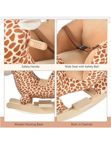 HOMCOM Children Rocking Seat with Sound-Giraffe 