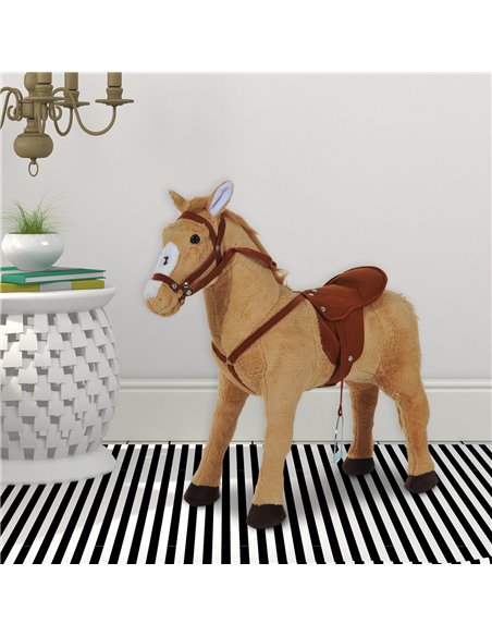 HOMCOM Childrens Plush Rocking Pony with Sound, Beige - pic 23965 | FastDaddyshop