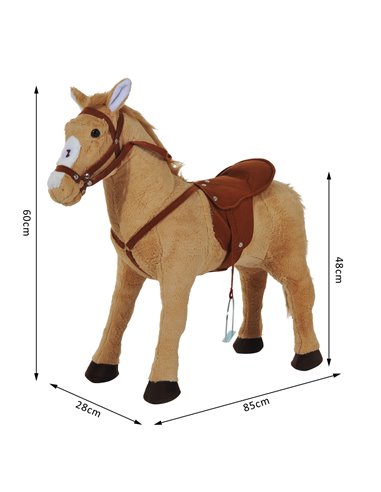 HOMCOM Childrens Plush Rocking Pony with Sound, Beige