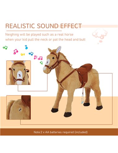 HOMCOM Childrens Plush Rocking Pony W/Sound-Beige