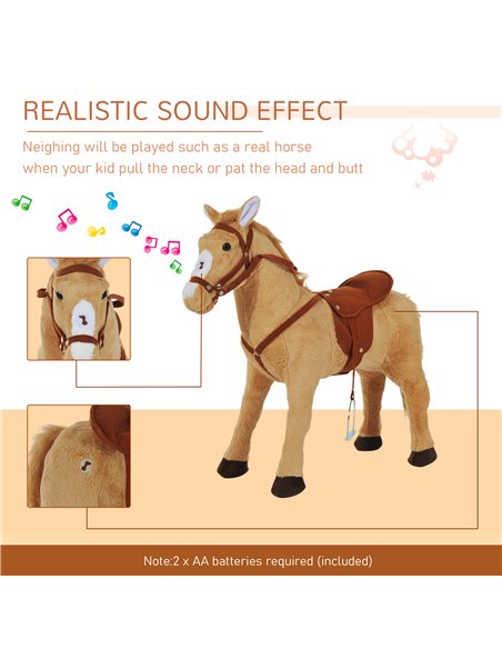 HOMCOM Childrens Plush Rocking Pony W/Sound-Beige - pic 23967 | FastDaddyshop