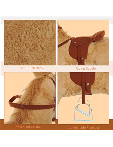 HOMCOM Childrens Plush Rocking Pony W/Sound-Beige