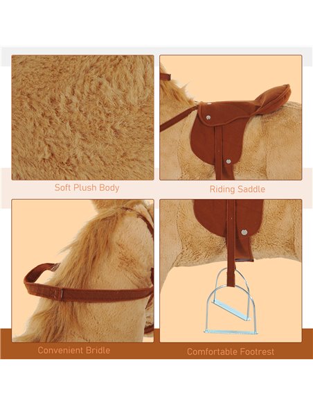 HOMCOM Childrens Plush Rocking Pony W/Sound-Beige - pic 23969 | FastDaddyshop