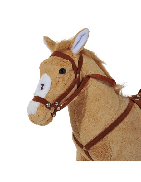 HOMCOM Childrens Plush Rocking Pony W/Sound-Beige - pic 23970 | FastDaddyshop