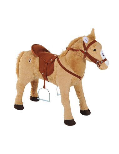 HOMCOM Childrens Plush Rocking Pony W/Sound-Beige