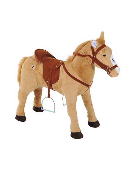 HOMCOM Childrens Plush Rocking Pony W/Sound-Beige - pic 23971 | FastDaddyshop