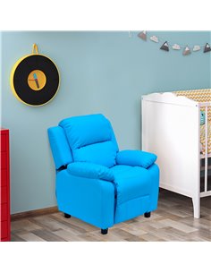 HOMCOM Kids Children Recliner Lounger Armchair with Storage Space on Arms, Blue 2