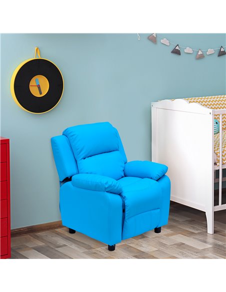 HOMCOM Kids Children Recliner Lounger Armchair with Storage Space on Arms, Blue - pic 23983 | FastDaddyshop