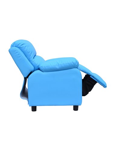 HOMCOM Kids Children Recliner Lounger Armchair Games Chair Sofa Seat PU Leather Look w/ Storage Space on Arms (Blue)