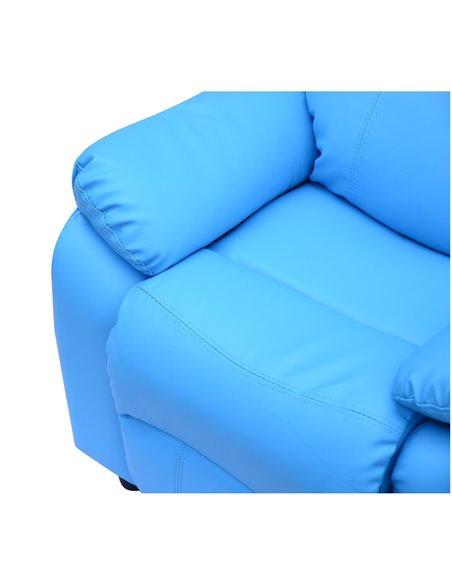 HOMCOM Kids Children Recliner Lounger Armchair Games Chair Sofa Seat PU Leather Look w/ Storage Space on Arms (Blue) - pic 23990 | FastDaddyshop