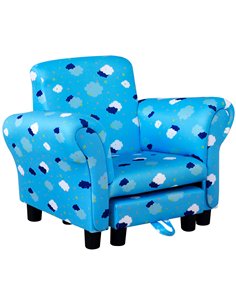 HOMCOM Kids Children Armchair with Footrest, Anti-Slip Legs, Cloud Star Blue