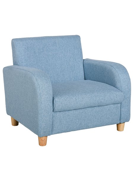 HOMCOM Kids Children Armchair with Wood Frame, Anti-Slip Legs, Blue - pic 24000 | FastDaddyshop