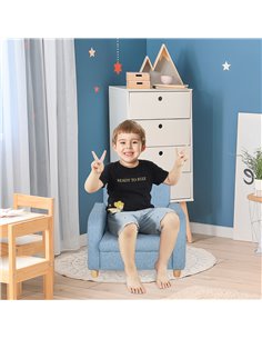 HOMCOM Kids Children Armchair with Wood Frame, Anti-Slip Legs, Blue 2