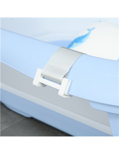 ZONEKIZ Collapsible Bath Tub with Non-Slip Support, Cushion Pad, Drain Plugs, Shower Head Holder, Storage Compartments