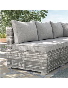 Outsunny Outdoor Garden Furniture Rattan Single Middle Sofa with Cushions, Light Grey 2