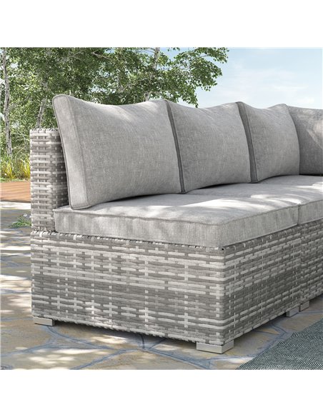 Outsunny Outdoor Garden Furniture Rattan Single Middle Sofa with Cushions, Light Grey - pic 24064 | FastDaddyshop