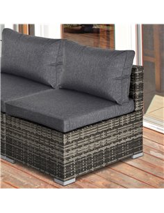 Outsunny Outdoor Garden Furniture Rattan Single Middle Sofa with Cushions, Deep Grey 2