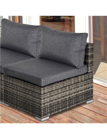 Outsunny Outdoor Garden Furniture Rattan Single Middle Sofa with Cushions, Deep Grey - pic 24073 | FastDaddyshop