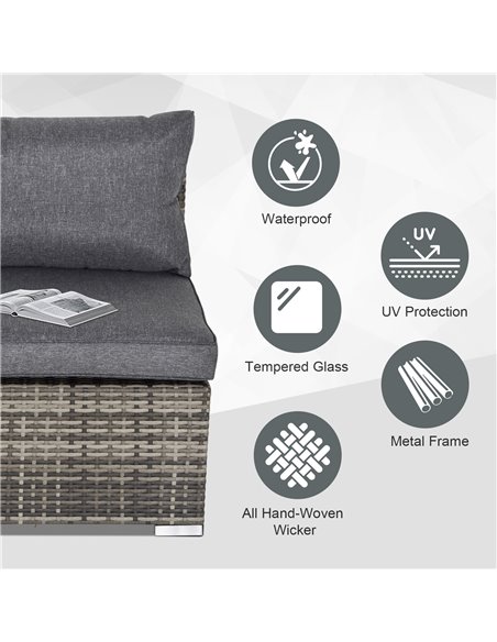 Outsunny Outdoor Garden Furniture Rattan Single Middle Sofa with Cushions, Deep Grey - pic 24075 | FastDaddyshop