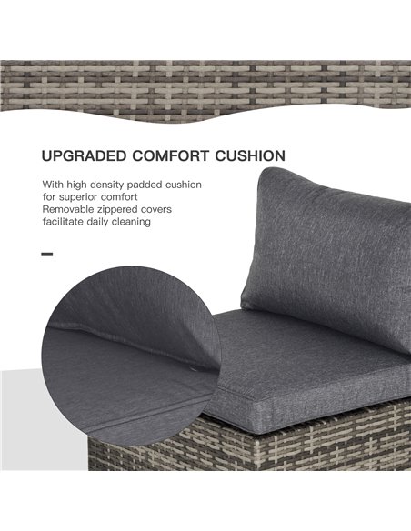 Outsunny Outdoor Garden Furniture Rattan Single Middle Sofa with Cushions for Backyard Porch Garden Poolside Deep Grey - pic 24076 | FastDaddyshop