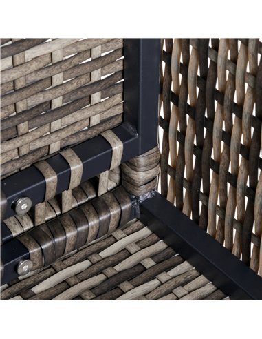 Outsunny Outdoor Garden Furniture Rattan Single Middle Sofa with Cushions for Backyard Porch Garden Poolside Deep Grey