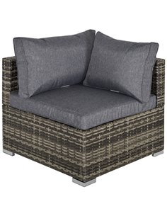 Outsunny PE Rattan Wicker Corner Sofa with Cushions, Deep Grey
