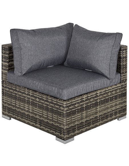 Outsunny PE Rattan Wicker Corner Sofa with Cushions, Deep Grey - pic 24081 | FastDaddyshop