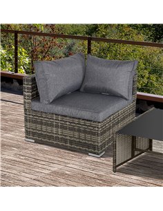 Outsunny PE Rattan Wicker Corner Sofa with Cushions, Deep Grey 2