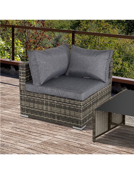 Outsunny PE Rattan Wicker Corner Sofa with Cushions, Deep Grey - pic 24082 | FastDaddyshop
