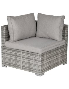Outsunny PE Rattan Wicker Corner Sofa with Cushions, Grey