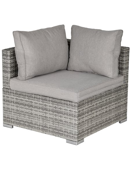 Outsunny PE Rattan Wicker Corner Sofa with Cushions, Grey - pic 24090 | FastDaddyshop
