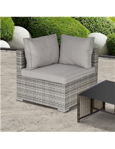 Outsunny PE Rattan Wicker Corner Sofa with Cushions, Grey 2