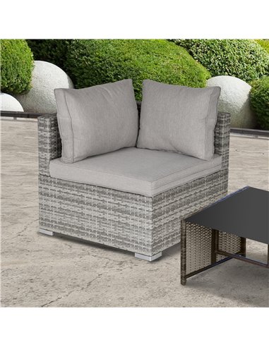 Outsunny PE Rattan Wicker Corner Sofa with Cushions, Grey