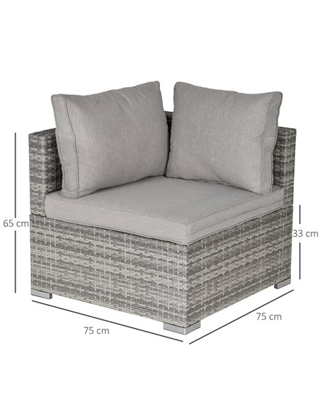 Outsunny PE Rattan Wicker Corner Sofa with Cushions, Grey - pic 24092 | FastDaddyshop