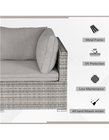 Outsunny PE Rattan Wicker Corner Sofa with Cushions, Grey