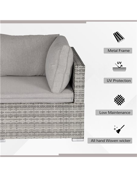 Outsunny PE Rattan Wicker Corner Sofa with Cushions, Grey - pic 24093 | FastDaddyshop