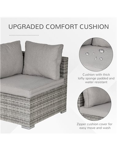 Outsunny PE Rattan Wicker Corner Sofa Garden Furniture Single Sofa Chair w/ Cushions, Grey