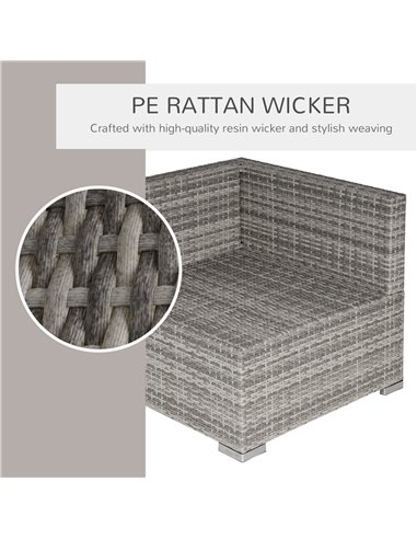Outsunny PE Rattan Wicker Corner Sofa Garden Furniture Single Sofa Chair w/ Cushions, Grey